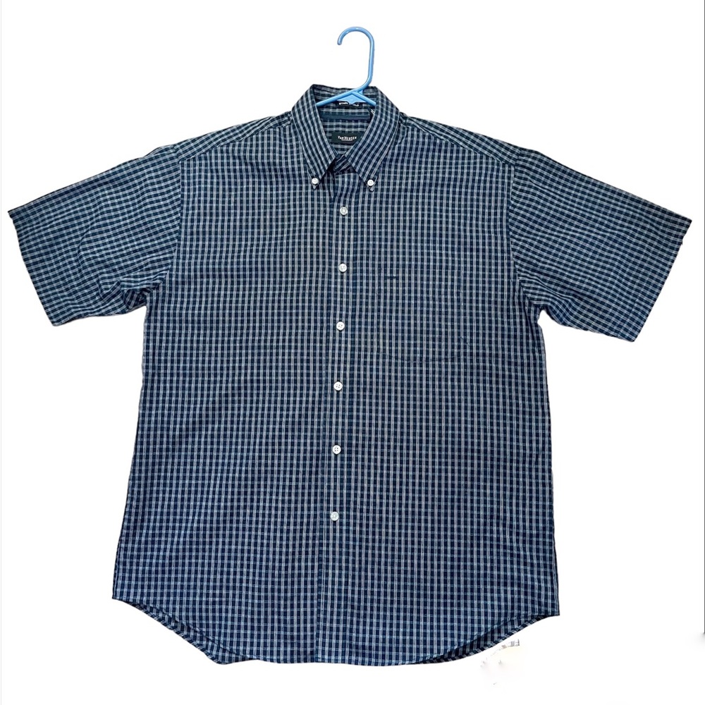 VAN HEUSEN WRINKLE FREE‎ Stain Shelf Plaids Men’s Short Sleeve Shirt  Sz 15M
